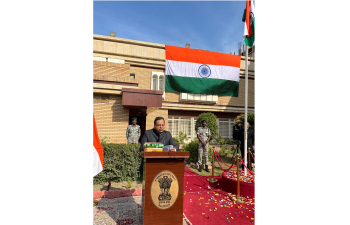 On the occasion of the 76th Republic Day, after the singing of the National Anthem, Ambassador Soumen Bagchi read out excerpts from the Hon’ble President of India’s Address to the Nation at the Embassy of India, Baghdad.